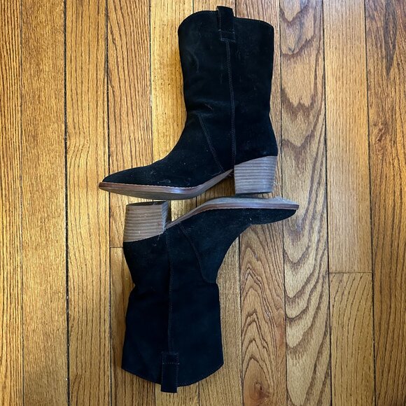 Madewell Cassity Tall Western Boot in Suede - True Black - Picture 3 of 3